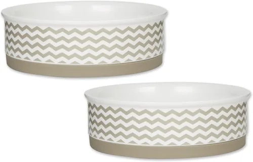 Vista 13 de Bone Dry Ceramic Pet Collection Chevron, juego pequeño, 4.25x2, gris, 2 piezas