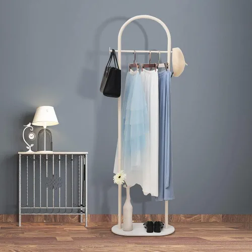 Vista 3 de Perchero dorado con base de mármol, moderno perchero de metal para dormitorio, perchero de pie resistente para bolsa, sombrero, bufanda, chaqueta