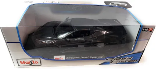 Vista 6 de Maisto Special Edition 2020 Chevrolet Corvette C8 Stingray Coupe 1:18 Die Cast Negro Metálico