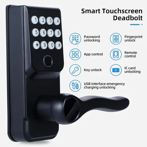 Vista 6 de Cerradura de puerta inteligente con huella dactilar sin llave: cerradura electrónica digital LORVIBO con código de contraseña, perilla de puerta