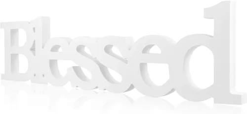 Vista 12 de Blulu Blessed - Letrero de madera con texto en inglés "Blessed", color negro 15 x 4 Inch Rustic Farmhouse Blessed Standing Decor for Thanksgiving