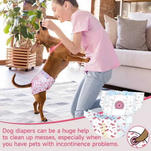 Vista 5 de Pet Soft Pañales desechables para perras, pañales para perras con agujero de cola de espuma ajustable, ultra protección, pañales para cachorros