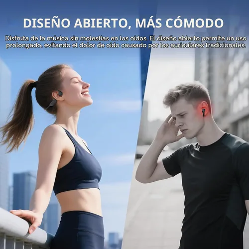 Vista 2 de Auriculares de conducción ósea Auriculares de oído abierto Auriculares Negro clásico