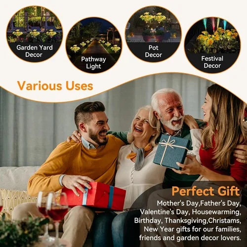 Vista 6 de Neporal Luces solares de jardín, del atardecer al amanecer, flores al aire libre impermeables IP65 para decoración de jardín, luces solares, paquete