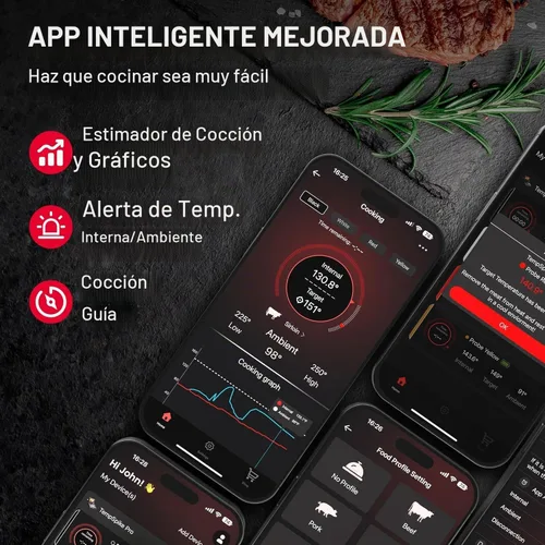 Vista 5 de TempPro TempSpike - Termómetro inalámbrico para carne de 500 pies con sonda