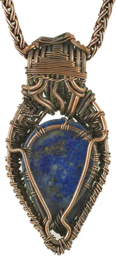 Vista 3 de Impresionante collar con colgante de árbol de la vida de cobre con piedras preciosas hechas a mano y cadena de 20 pulgadas, perfecto