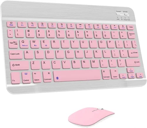 Vista 9 de QWERTY - Teclado Bluetooth de 10 pulgadas, teclado inalámbrico ultra delgado, sin retrasos, silencioso, compatible con iPhone, iPad, computadora