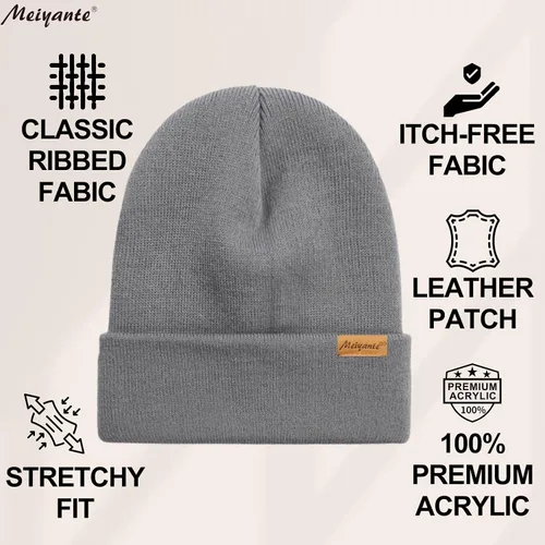 Vista 3 de Meiyante Gorros gorros para hombres y mujeres, gorras de calcetines cálidas para hombres y mujeres, sombreros térmicos de punto con puños, regalo