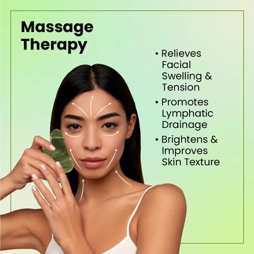 Vista 5 de Lindo Jade Gua Sha Duo - Herramienta de masajeador de contorno facial GuaSha, piedra de jade 100% natural, herramienta facial de belleza de calidad