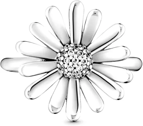 Vista 4 de Anillo de plata de ley 925 con diseño de margarita de pandora