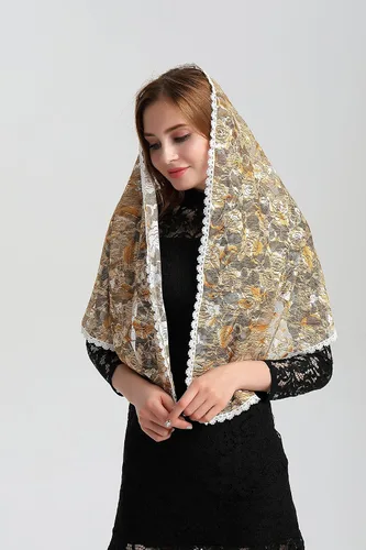 Vista 4 de Capilla Catholic Veil Lace Mantilla Church Headwrap V33