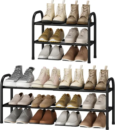Vista 8 de STO STO Organizador de zapatos expandible, zapatero de metal de 1 nivel para armario, hasta 8 pares de almacenamiento ajustable para entrada
