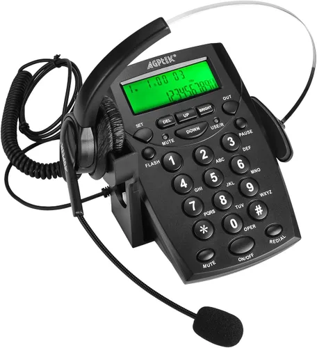 Vista 3 de AGPtEk – teléfono intercomunicador centro de llamadas con auricular., Negro