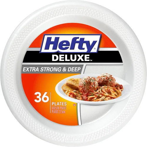 Vista 7 de Hefty Platos de espuma extra fuertes y profundos, redondos, blancos, 10.25 pulgadas, 21