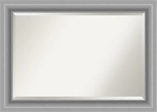 Vista 15 de Amanti Art Espejo de pared plateado de 26 x 22 pulgadas, espejo rectangular de baño de níquel pulido para decoración de pared, sala de estar, marco