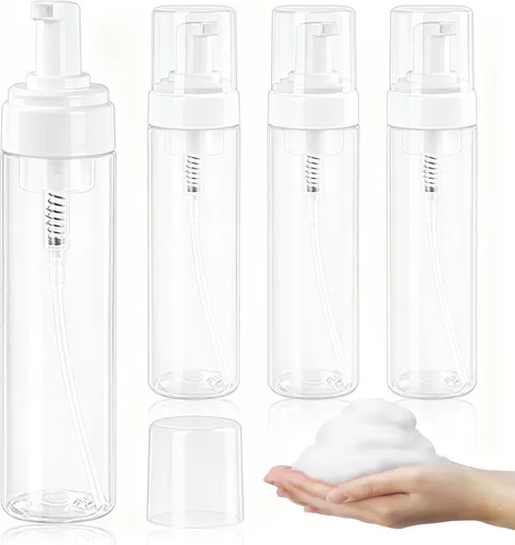 Vista 14 de Botella de espuma vacía transparente de 5.1 onzas líquidas, botella de espuma de viaje para jabón, champú, botella dispensadora de espuma