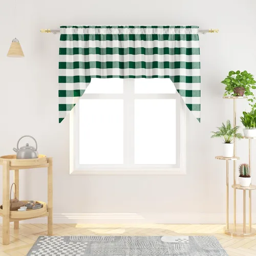 Vista 32 de Cenefas de cortina para ventana de 16 pulgadas de largo, 2 paneles de cuadros búfalo, cortinas pequeñas con bolsillo para barra, estilo clásico