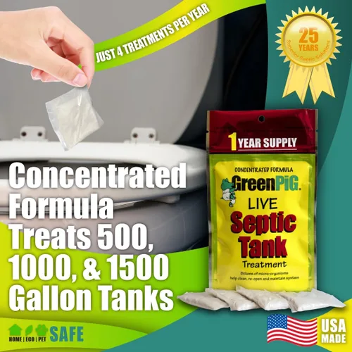 Vista 7 de Fórmula viva concentrada para tratamiento de tanque séptico de GreenPig Solutions 52, suministro de 1 año, Multi, 52