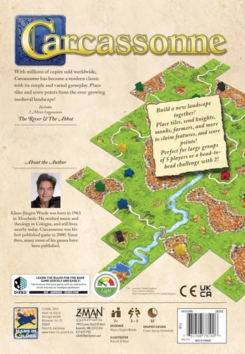 Vista 4 de Asmodee Carcassonne Juego de Mesa - Juego Clásico de Estrategia de Colocación de Fichas, Diversión Familiar, Aventura Medieval para Niños y Adultos