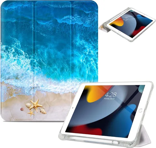 Vista 12 de Vimorco Funda para iPad de 5ª/6ª generación de 9.7 pulgadas 2017/2018, para iPad Air 1/2 2013/2014, soporte para lápiz, 2 soportes de visión