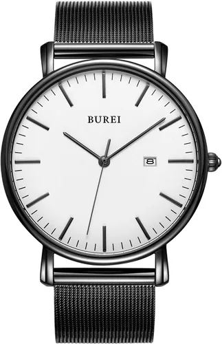 Vista 20 de BUREI Relojes de pulsera para hombre, relojes minimalistas de moda, analógicos de cuarzo, impermeables para hombres