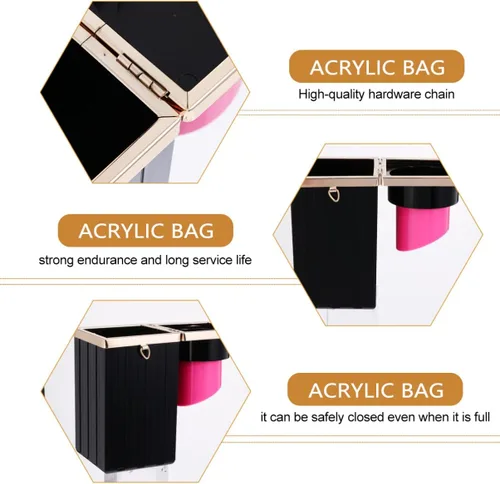 Vista 4 de VALICLUD Bolso de mano de mano con forma de lápiz labial elegante de acrílico para mujer