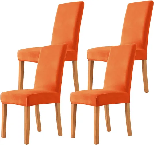 Vista 54 de Velvet Chair Covers Beige Gray, Stretch Dining Room Chair Covers 2 Pack, Super Fit Dining Chairs Slipcovers Spandex Washable Kitchen Parson Chair