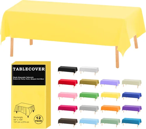 Vista 25 de D&Z Paquete de 6 manteles de plástico desechables color negro de 54 x 108