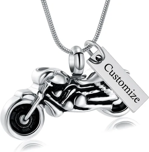 Vista 2 de Imrsanl Joyería de cremación para cenizas, motocicleta, automóvil pequeño, collar de urna de tractor para cenizas para hombres, recuerdo