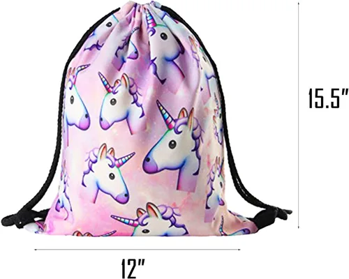 Vista 2 de DRESHOW Unicorn Gifts for Girls Drawstring BackpackMake Up Bag Unicorn Set Children Party
