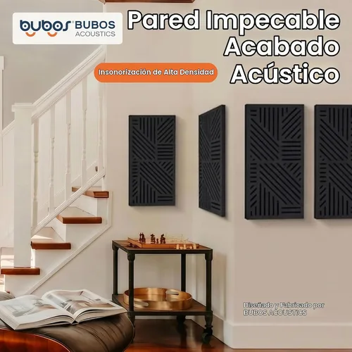 Vista 2 de BUBOS Paquete de 4 paneles acústicos engrosados, 23.6'' x 11.8'' paneles de pared acústicos autoadhesivos absorbentes de sonido con cavidad