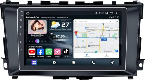 Vista 10 de Radio de coche para Nissan Altima 2013-2018: 9" IPS HD pantalla táctil estéreo con CarPlay inalámbrico y Android Auto navegación GPS 5G WiFi