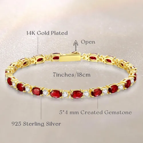 Vista 3 de FANCIME Pulseras de plata de ley chapada en oro de 14 quilates, pulseras de tenis de plata de ley de 0.157 pulgadas, pulseras de oro, pulseras