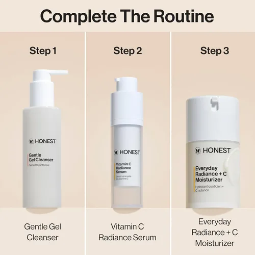 Vista 6 de Honest Beauty Everyday Radiance Vitamina C Hidratante ligero, ilumina mejora el tono de la piel, suave para pieles sensibles, sin fragancia, vegano