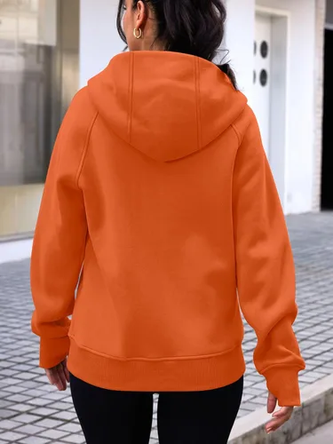 Vista 22 de Trendy Queen Sudaderas con capucha y cremallera para mujer, chaquetas de vellón, talla extragrande, moda de otoño e invierno