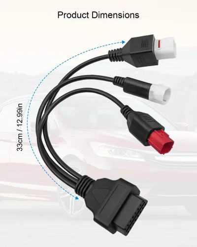 Vista 3 de Adaptador de diagnóstico OBD2 3 en 1 compatible con Yamaha Euro5 motocicleta Honda CRF KTM Moto Guz-zi Piag-gio Vespa, cable adaptador OBD2, cable