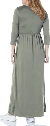 Vista 2 de Mother Bee Maternity - Vestido de maternidad, con cuello en V y manga 34, drapeado en la cintura