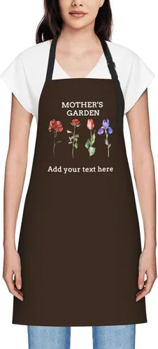 Vista 78 de Delantales personalizados para mujer, diseño de delantal de chef ajustable con nombre, textos, fotos, flores, regalos para el día de la madre