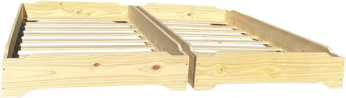 Vista 7 de Camas apilables – Juego de dos – Marco de cama de madera individual sobre individual sin terminar – Marco de cama de madera de pino macizo fácil