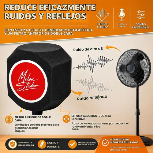 Vista 4 de Filtro pop para micrófono, Bola de aislamiento de micrófono, Escudo de aislamiento de micrófono, Globo ocular de micrófono, Cabina de grabación