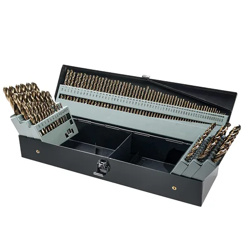 Vista 2 de Juego de brocas de cobalto M35 5% de 115 piezas (1/16"-1/2", A-Z, 1-60), brocas de trabajo con vástago recto, brocas de metal HSS con torsión
