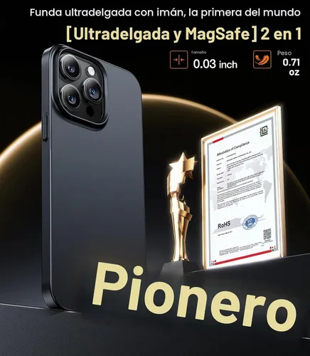 Vista 2 de TORRAS - Funda magnética delgada para iPhone 15 Pro, ultrafina Compatible with MagSafe, Magnetic, Ultra Thin Slim Fit, Matte PC Anti-Scratch