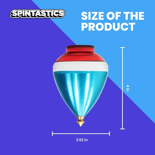 Vista 5 de Spintastics Quicksilver Hybrid Spin Top - Punta fija (azul y rojo)