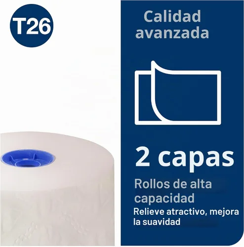 Vista 3 de Tork Rollo de papel higiénico de alta capacidad blanco T26, 36 x 1000