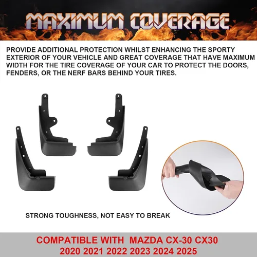 Vista 4 de x xotic tech 4 piezas de aletas para parachoques delantero y trasero para coche compatibles con Mazda CX-30 CX30 2020 2021 2022 2023 2024 2025
