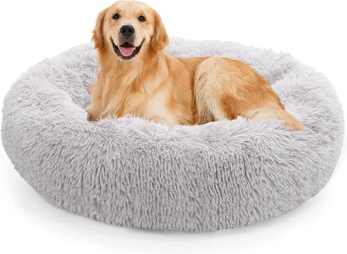 Vista 20 de NOYAL Cama Calmante en Forma de Rosquilla para Perros Pequeños a Medianos y Gatos - Cama de Mascotas de Felpa Sintética Anti-Ansiedad con Funda