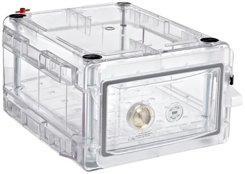Vista 5 de SP Bel-Art Secador Clear 3.0 Gas-Purge - Armario desecador de purga de gas, 1.55 pies cúbicos ámbar con puertos de gas, diseño de cámara desecante