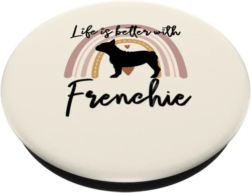 Vista 2 de Life Better Frenchie French Bulldog Rainbow - PopSockets intercambiables PopGrip
