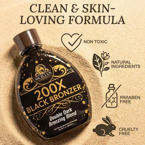 Vista 3 de The Sicilian 200X loción bronceadora negra oscura – mejor loción bronceadora para la piel brillante – bronceado gradual y loción bronceadora sin sol