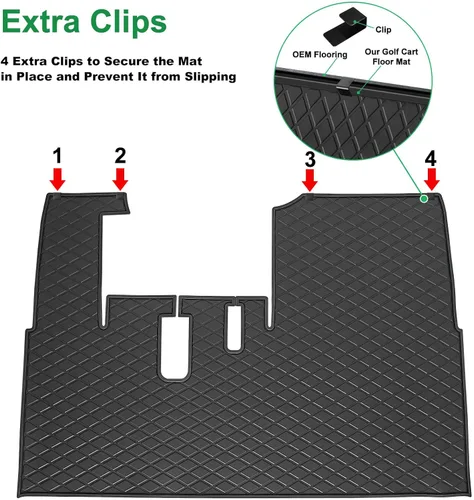 Vista 4 de Tapete de suelo para carrito de golf ICON i20 i40, cobertura completa, repuesto compatible con carritos de golf iCON (i20, i40) y Advanced EV Negro